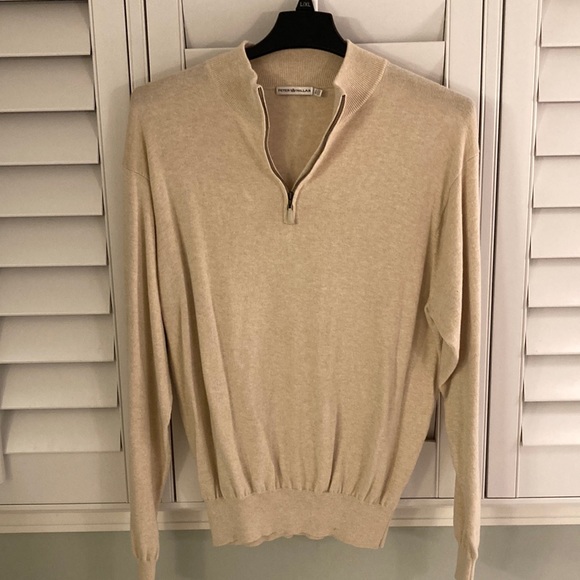 Peter Millar Cream Quarter-zip Sweater - Picture 1 of 3
